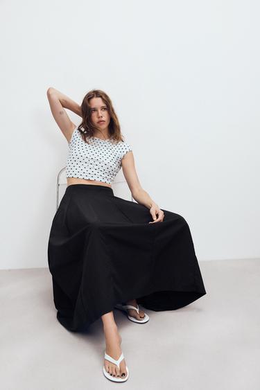 FALDA MIDI CAPA - Negro de Zara