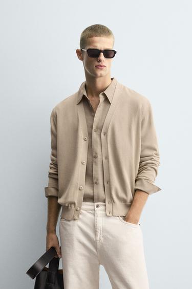 TEXTURED CARDIGAN - Beige by Zara