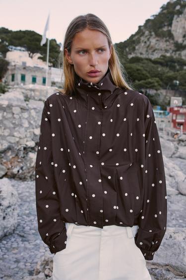 POLKA DOT BOMBER JACKET - Chocolate brown by Zara