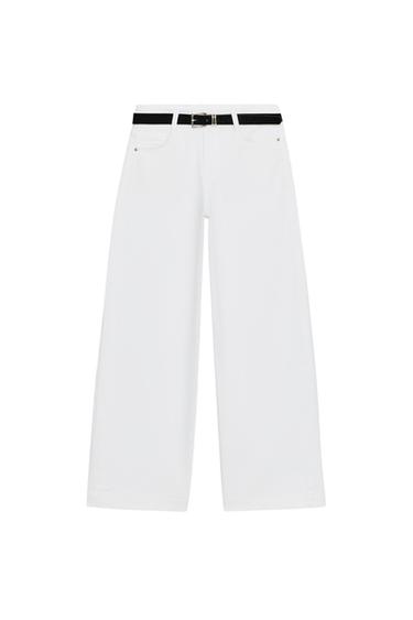 JEANS Z1975 CULOTTE TIRO ALTO CINTURÓN - Blanco de Zara