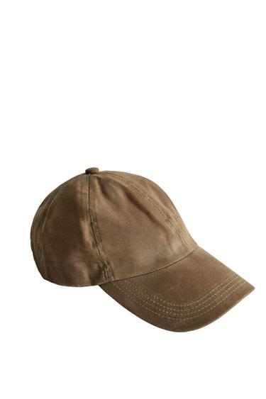 WAXED COTTON CAP - Greenish by Zara
