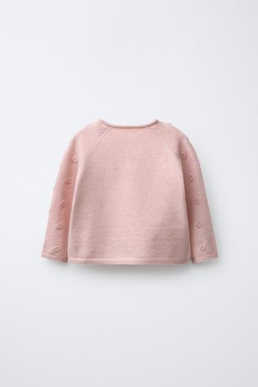 KNIT JUMPER WITH EMBROIDERED FLOWERS - Light pink by Zara - Image 1