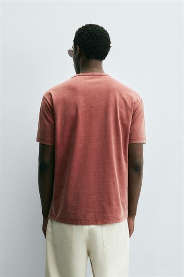 WASHED EMBROIDERED T-SHIRT - Russet by Zara - Image 2