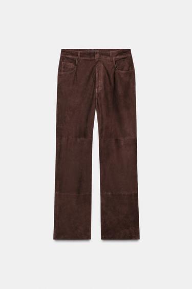 ZW COLLECTION LIMITED EDITION 100% SUEDE TROUSERS - Brown by Zara - Image 0