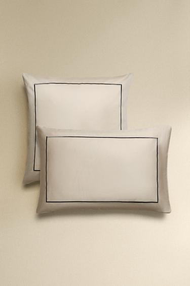 SATEEN PILLOWCASE WITH TRIM - Light grey by Zara