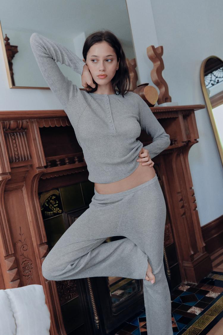 RIBBED KNIT TROUSERS