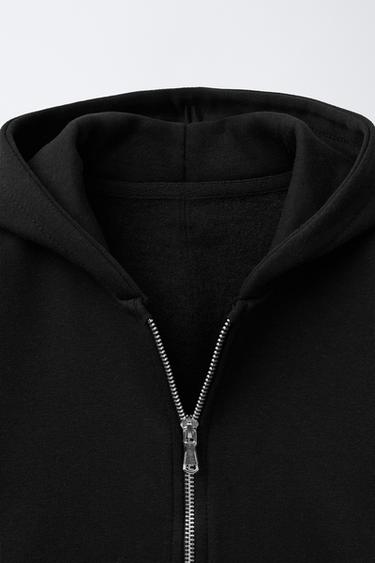 BASIC ZIP-UP HOODIE - Black by Zara - Image 2