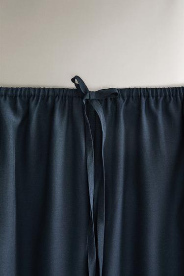 PANTALON SOIE ET COTON - bleu marine de Zara - Image 2