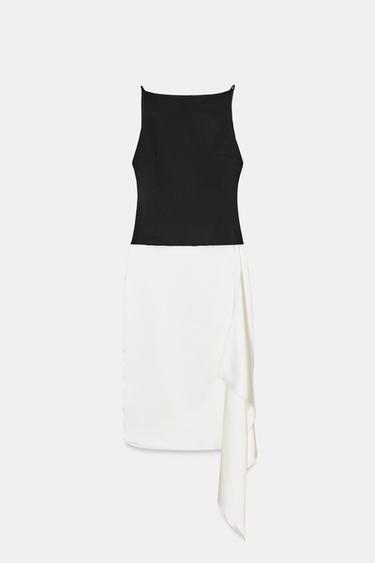 فستان ساتاني ممزوج - أسود الخاص بـ Zara - صورة 0