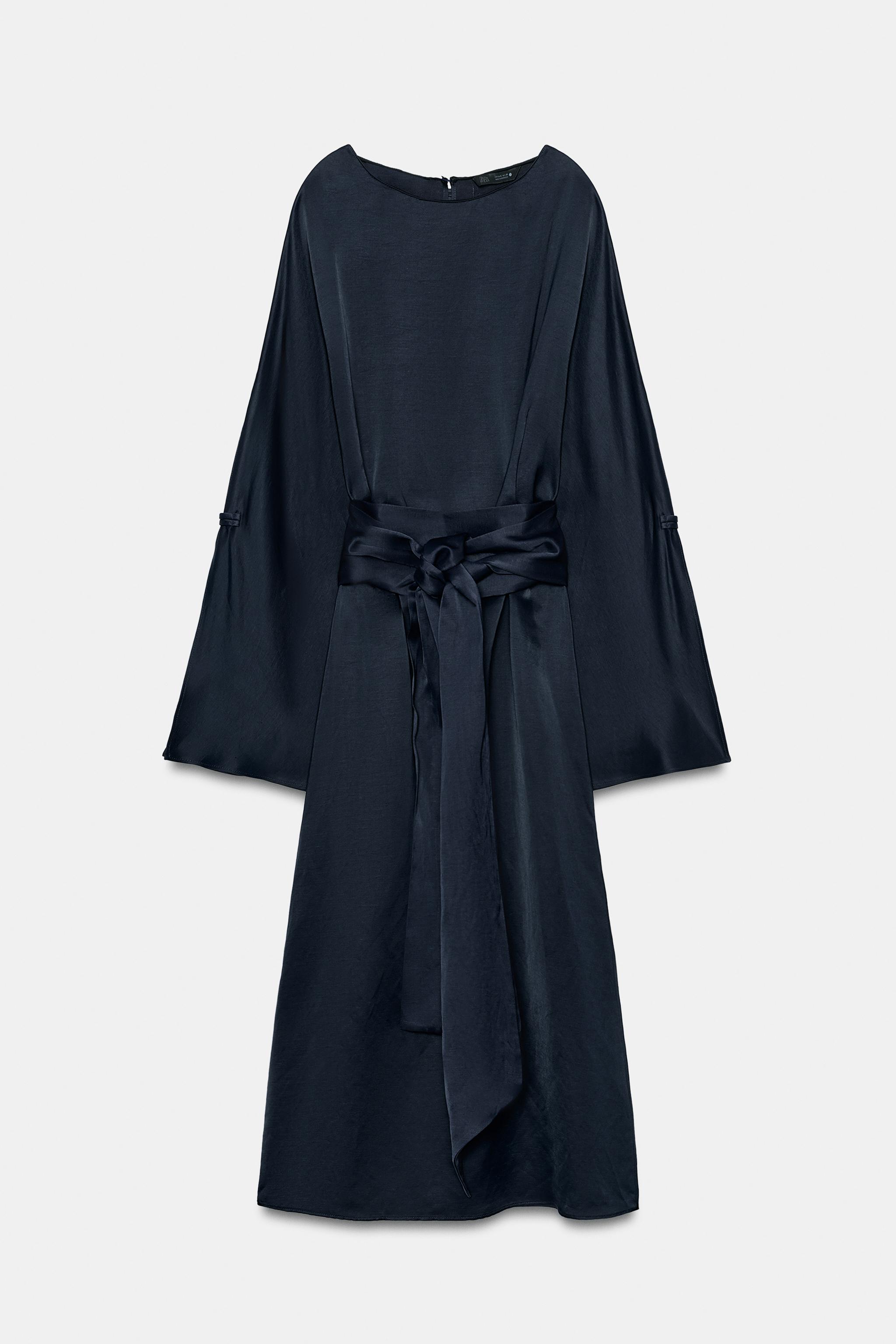 ZW COLLECTION LINEN BLEND BELTED MIDI DRESS