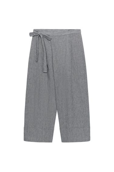 HOUNDSTOOTH PAREO TROUSERS ZW COLLECTION - Blue/White by Zara