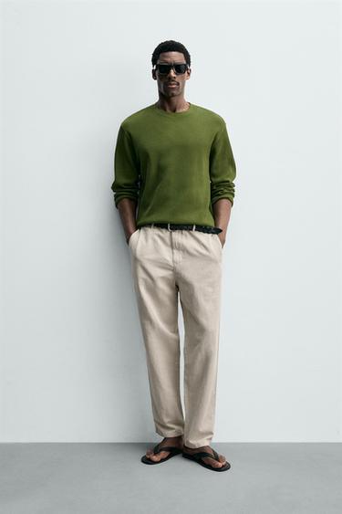 FLOWING STRAIGHT-LEG TROUSERS - Pearl grey by Zara