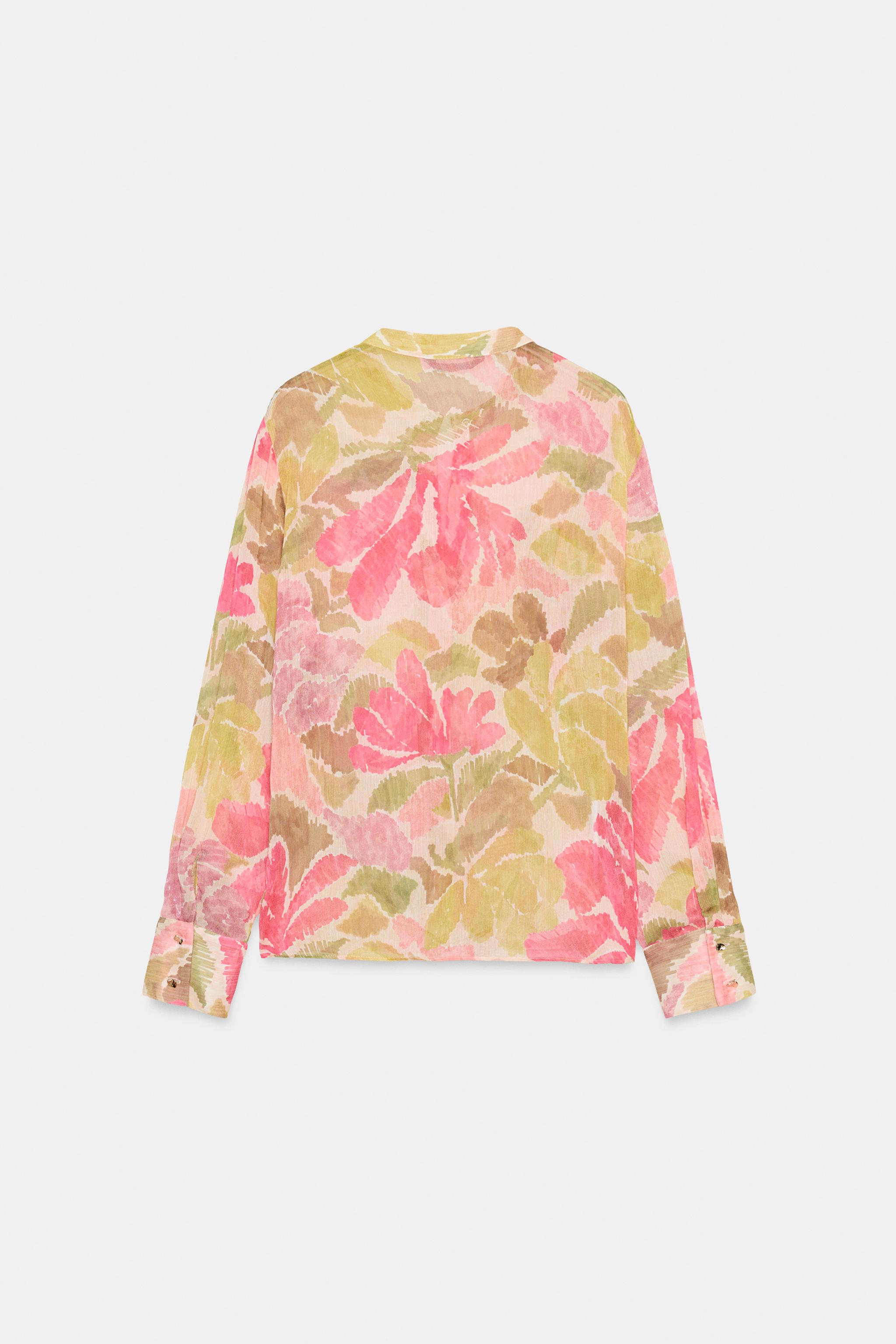 BEADED FLORAL PRINT BLOUSE