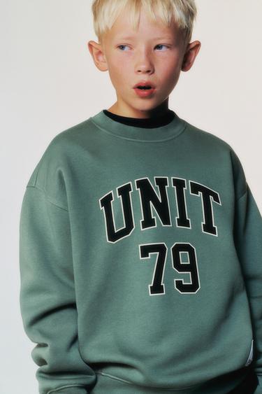 Zara JOGGING TEXT SWEATSHIRT - Sea green