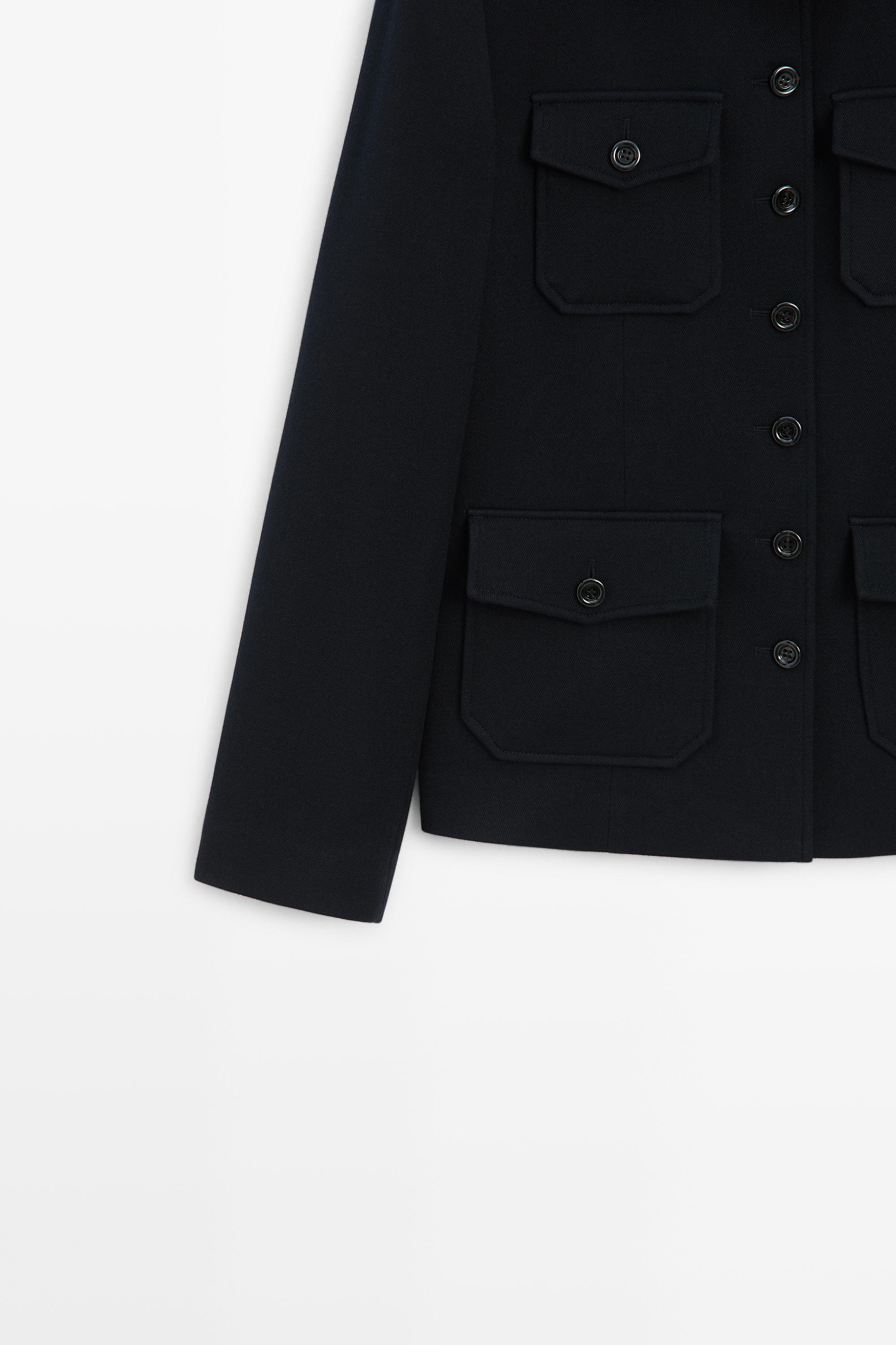 Wool blend jacket with pocket detail