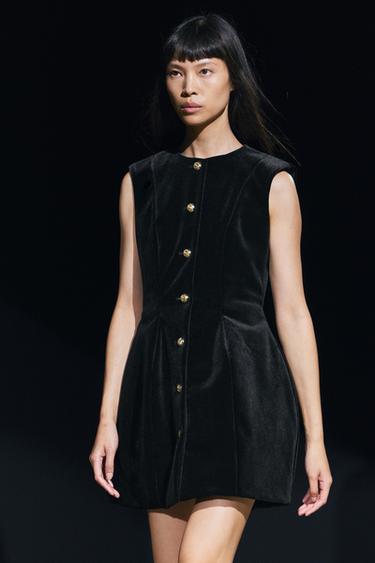 VELVET PEPLUM DRESS ZW COLLECTION - Black by Zara