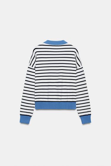 POLO EN MAILLE À RAYURES - rayures de Zara - Image 6