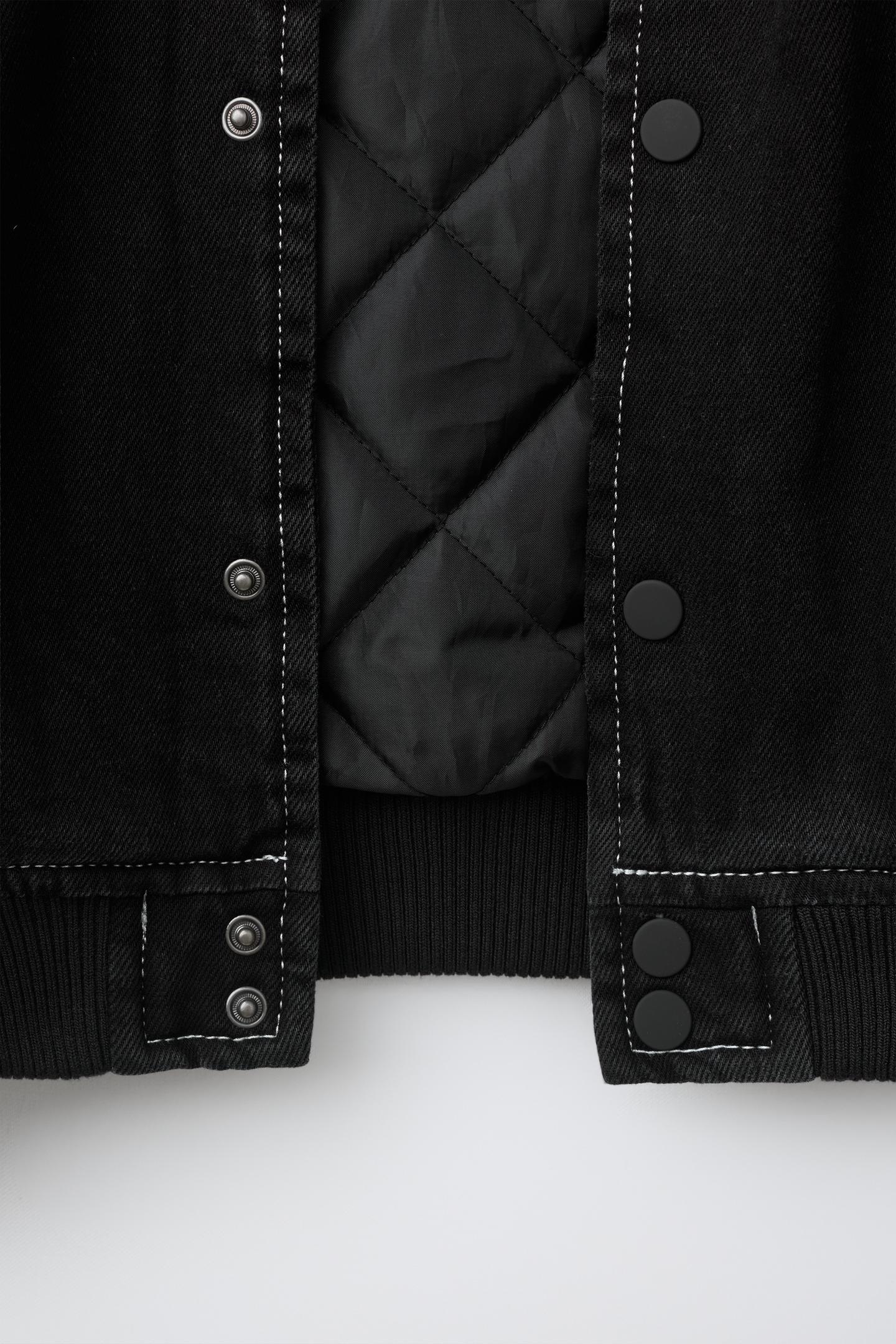 Детская куртка Zara Quilted Denim Bomber, цвет: Чёрный — фото 9