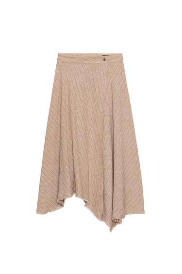 FALDA ASIMÉTRICA RAYAS - Marrón claro de Zara