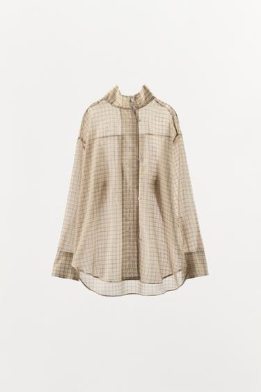 CHECK SHIRT - Ecru by Zara - Image 5