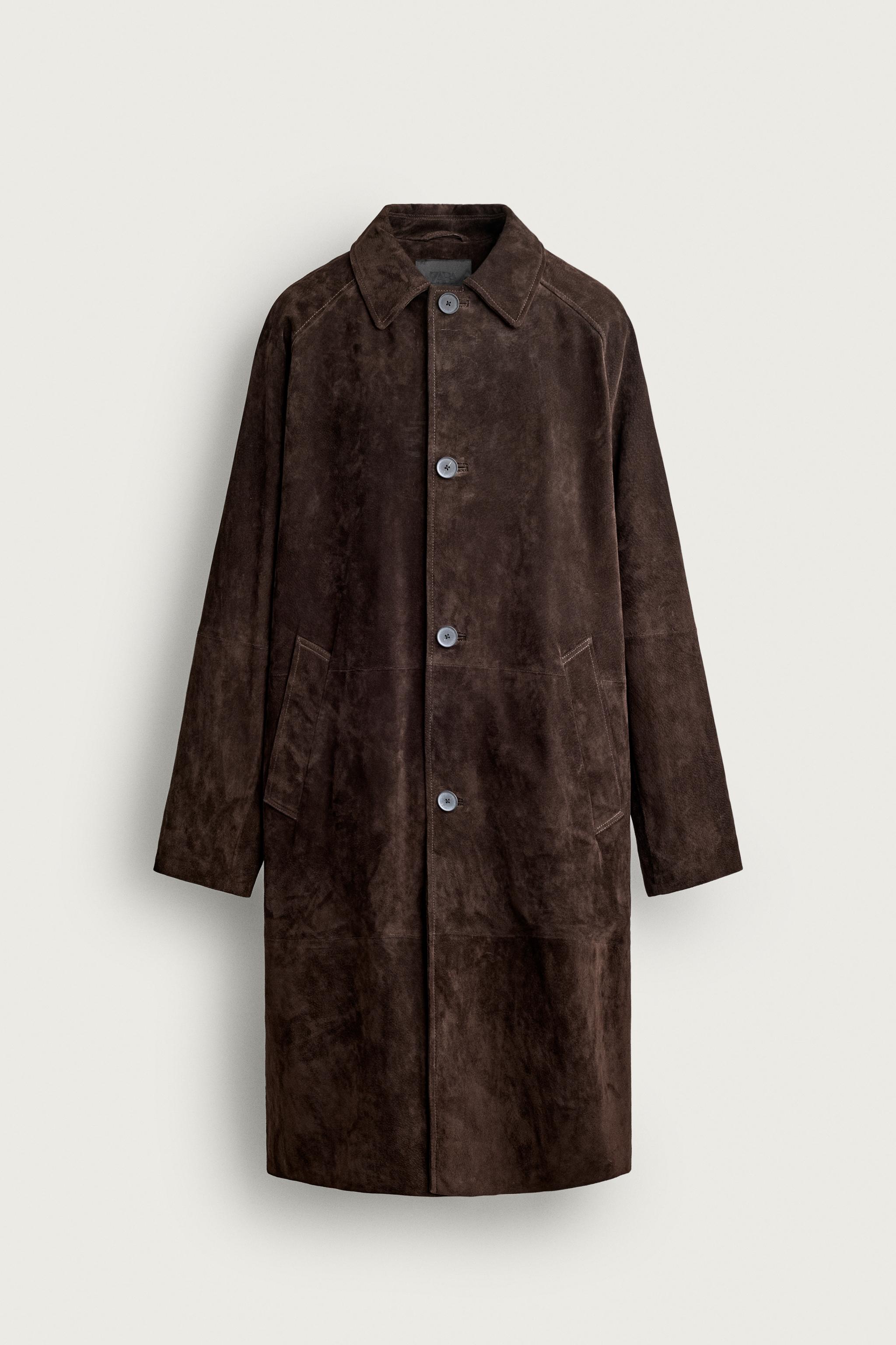 MANTEAU RELAXED FIT EN CUIR CROÛTE DE
