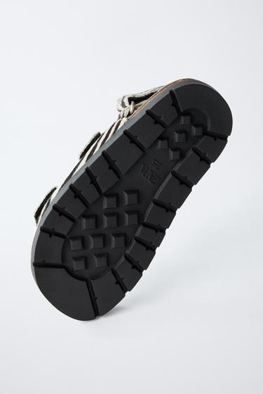 SANDALES EN CUIR ANIMAL PRINT - Blanc de Zara - Image 5