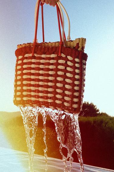 MINI SAC SHOPPER EFFET TRESSÉ - Rouge de Zara - Image 3