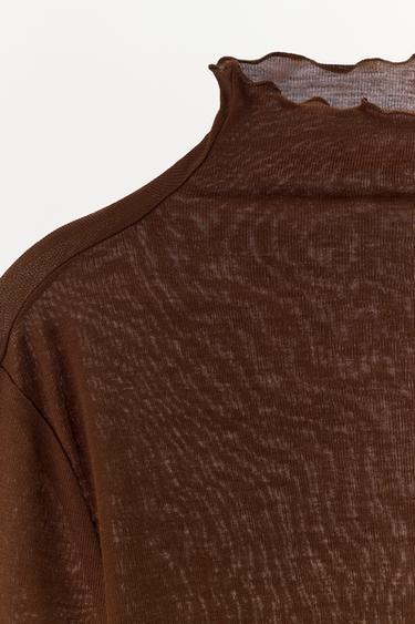 PLAIN T-SHIRT WITH LYOCELL - Brown by Zara - Image 6