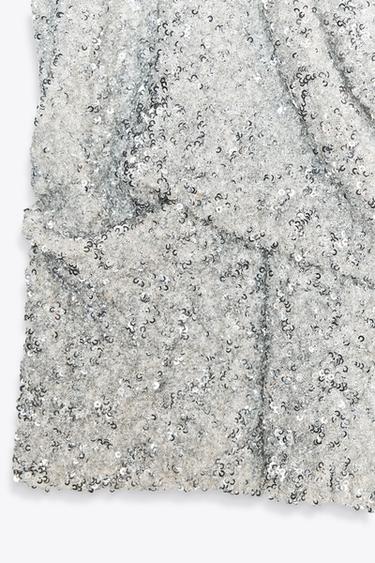 GATHERED SEQUIN TOP - Silver by Zara - Image 8