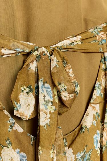 ROBE À VOLANTS ET FLEURS - écru/vert kaki de Zara - Image 5