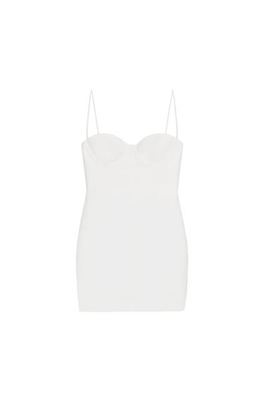 Zara MINI STRAPPY DRESS - White