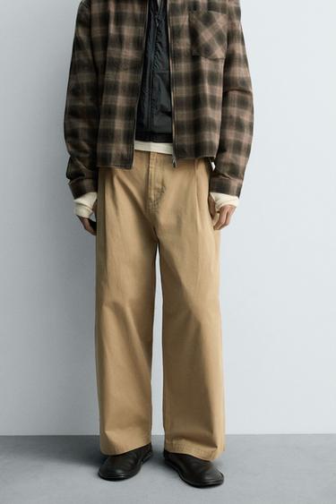 WIDE-LEG CHINO TROUSERS - camel by Zara