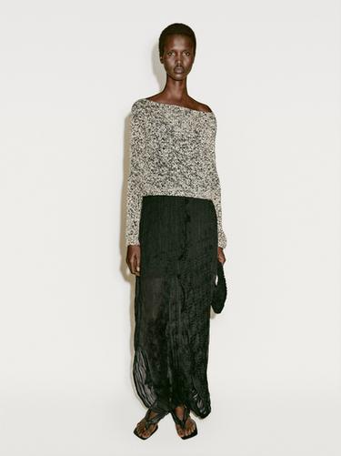 Zara Flecked knit sweater - Limited Edition - White / Navy