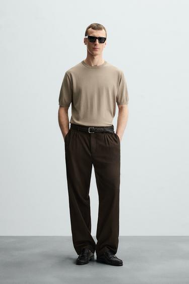 Zara REGULAR FIT KNIT T-SHIRT - Sand - Image 0
