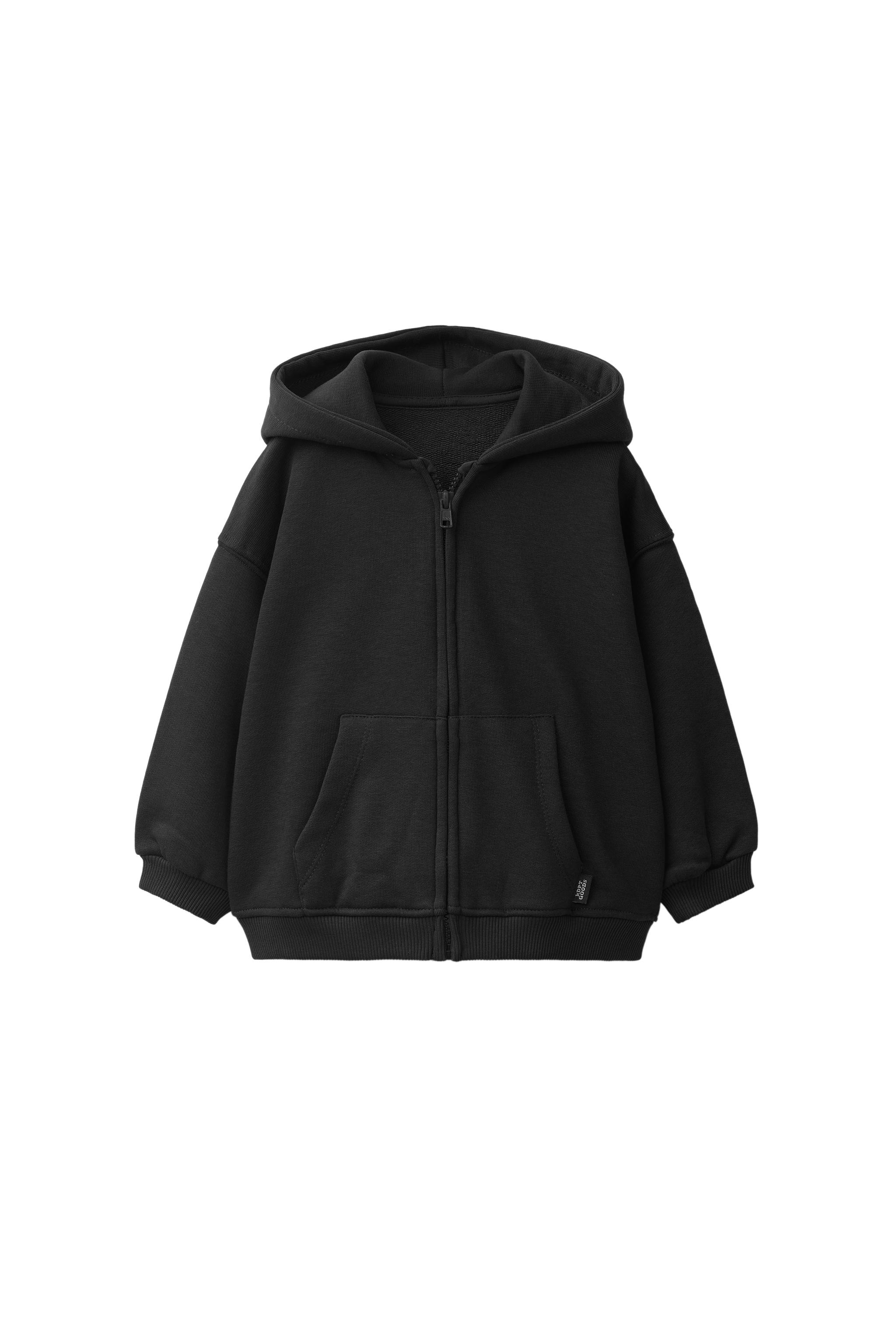 HOODED ZIP SWEATSHIRT — Black