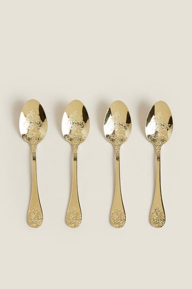 PACK OF DESSERT SPOONS WITH DECORATIVE ENGRAVING (PACK OF 4) - Cava by Zara