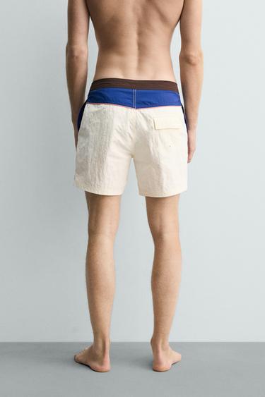 MAILLOT DE BAIN LONG À CONTRASTE - Écru de Zara - Image 3