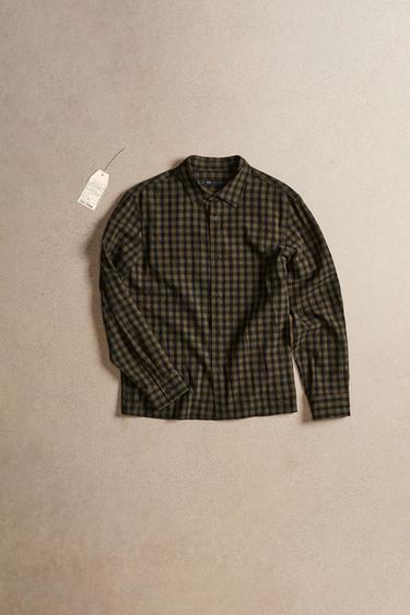 RELAXED FIT CHECK SHIRT - Dark brown by Zara