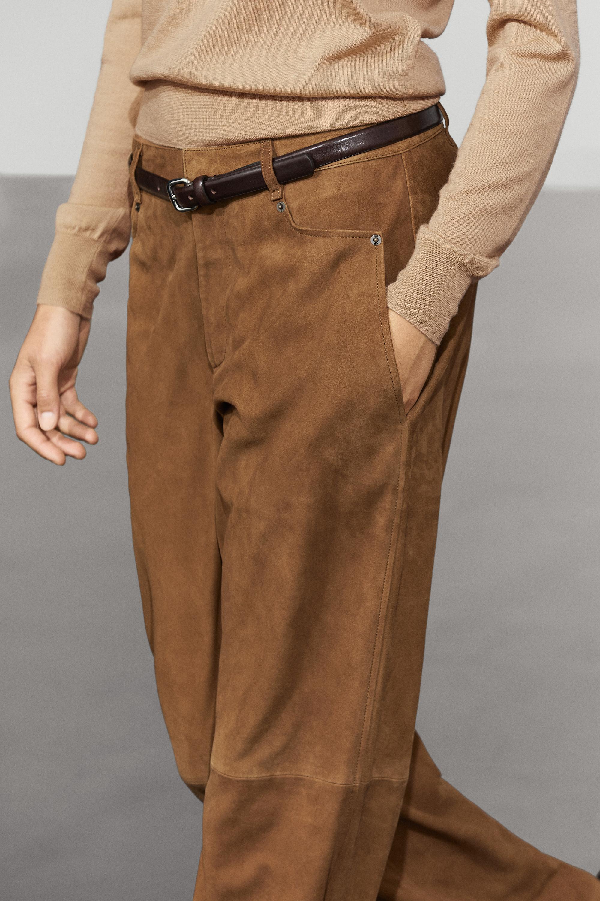 Suede leather pants