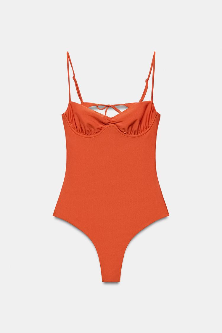 SATIN UNDERWIRE SWIMSUIT — Orange