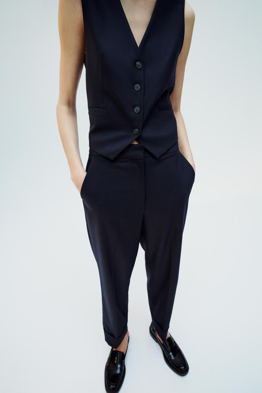 Zara Pants Womens Small Blue Activewear Straight Leg Elastic Waist