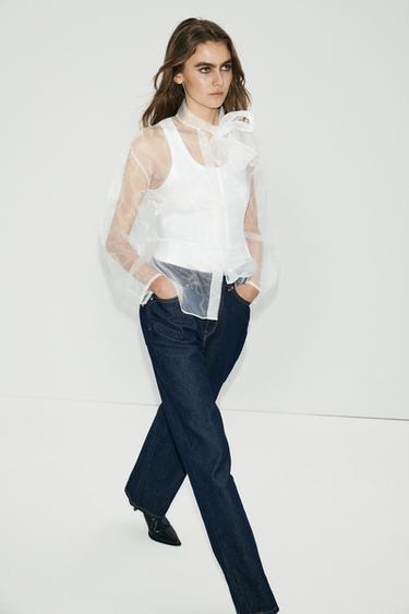 CAMISA ORGANZA LAZADA - Blanco de Zara