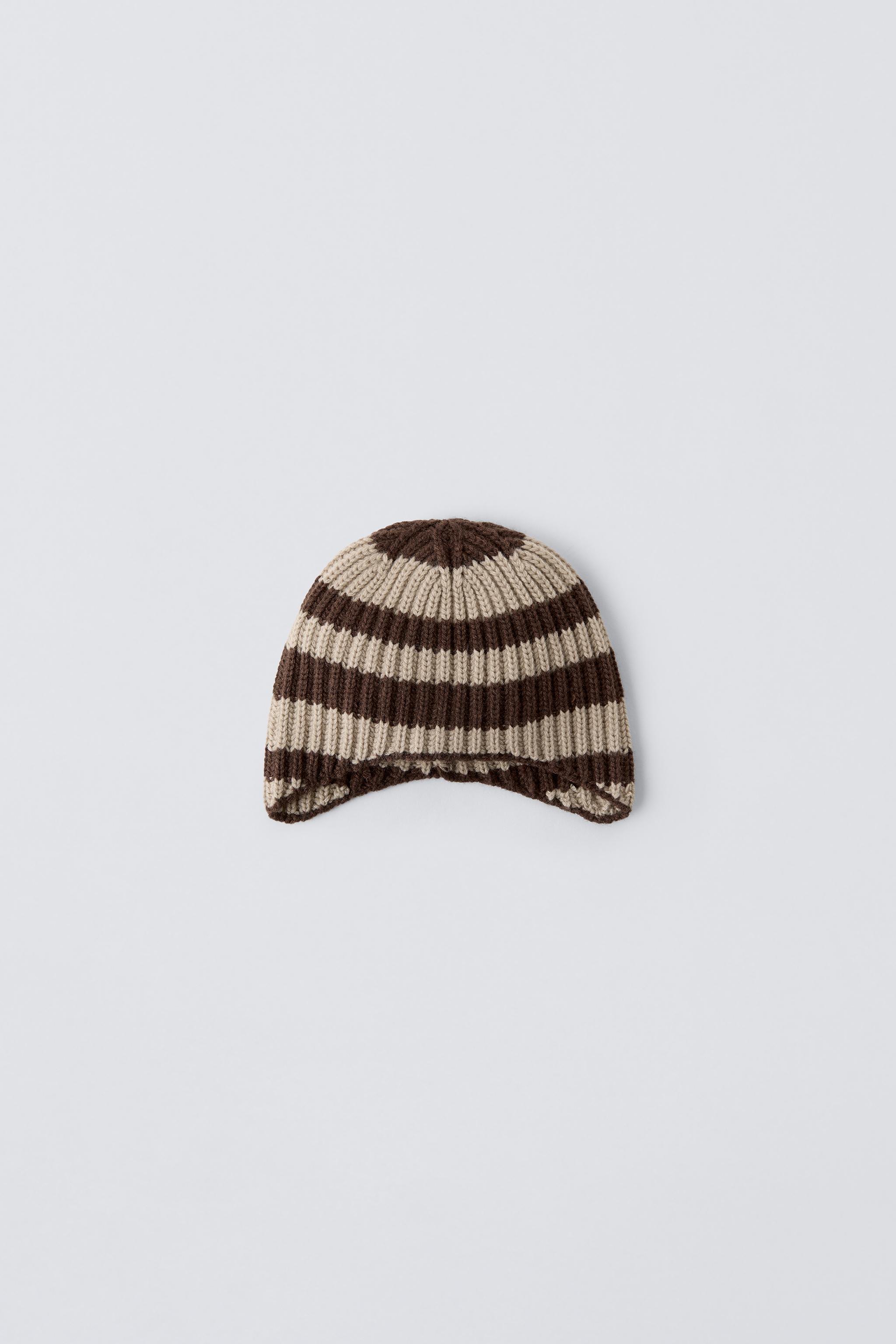 STRIPED KNIT HAT - SAND/BROWN | ZARA United States