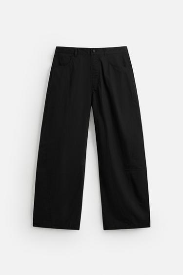 커브드 핏 하이테크 팬츠 - Zara 블랙