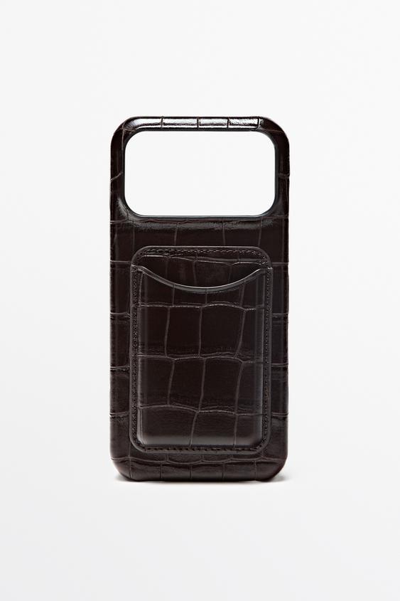 Zara Textured Nappa leather iPhone 17 Pro Max case - Brown - Image 0