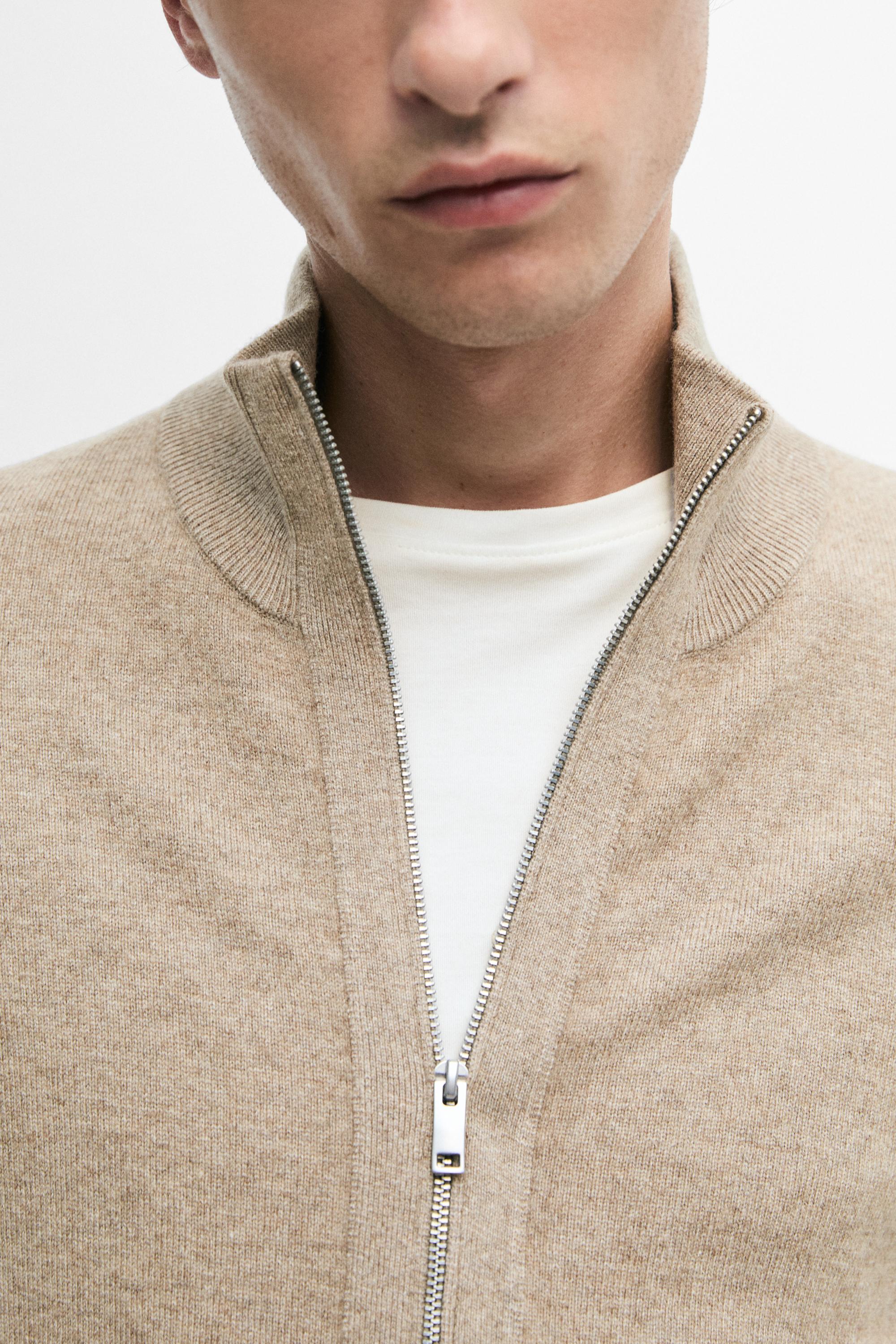Wool blend cardigan with zip detail