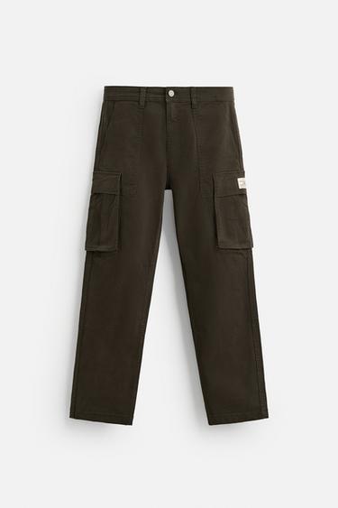 RELAXED FIT CARGO TROUSERS - Brown by Zara