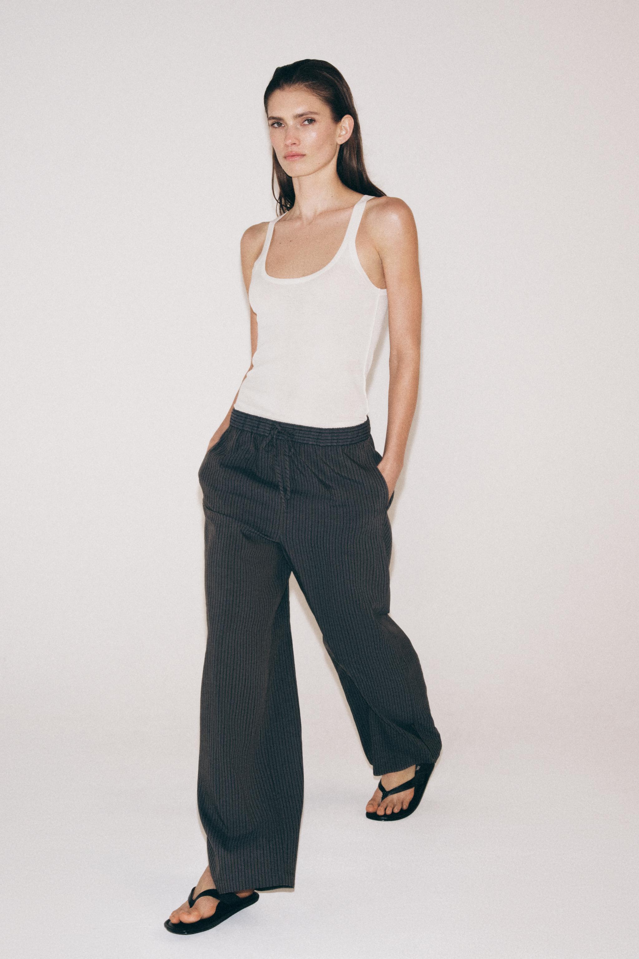 PANTALON STYLE PYJAMA À RAYURES ZW COLLECTION