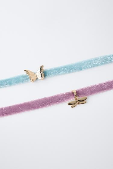 LOT DE DEUX CHOKERS EN VELOURS DÉGUISEMENT FÉE PAPILLON - Doré de Zara - Image 2
