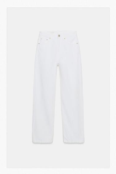 Zara TRF MOM FIT HI-RISE JEANS - White